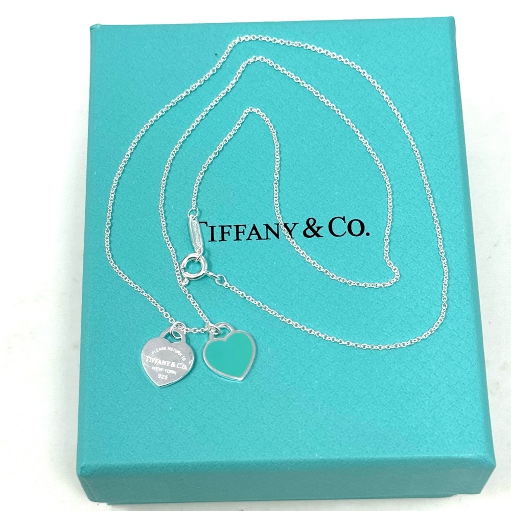 Authentic Tiffany & CO. Double Heart Sterling Silver 925 Necklace. - Picture 9 of 13